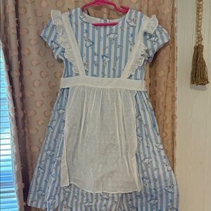 Disney Blue and White Striped Dress with Ruffles
